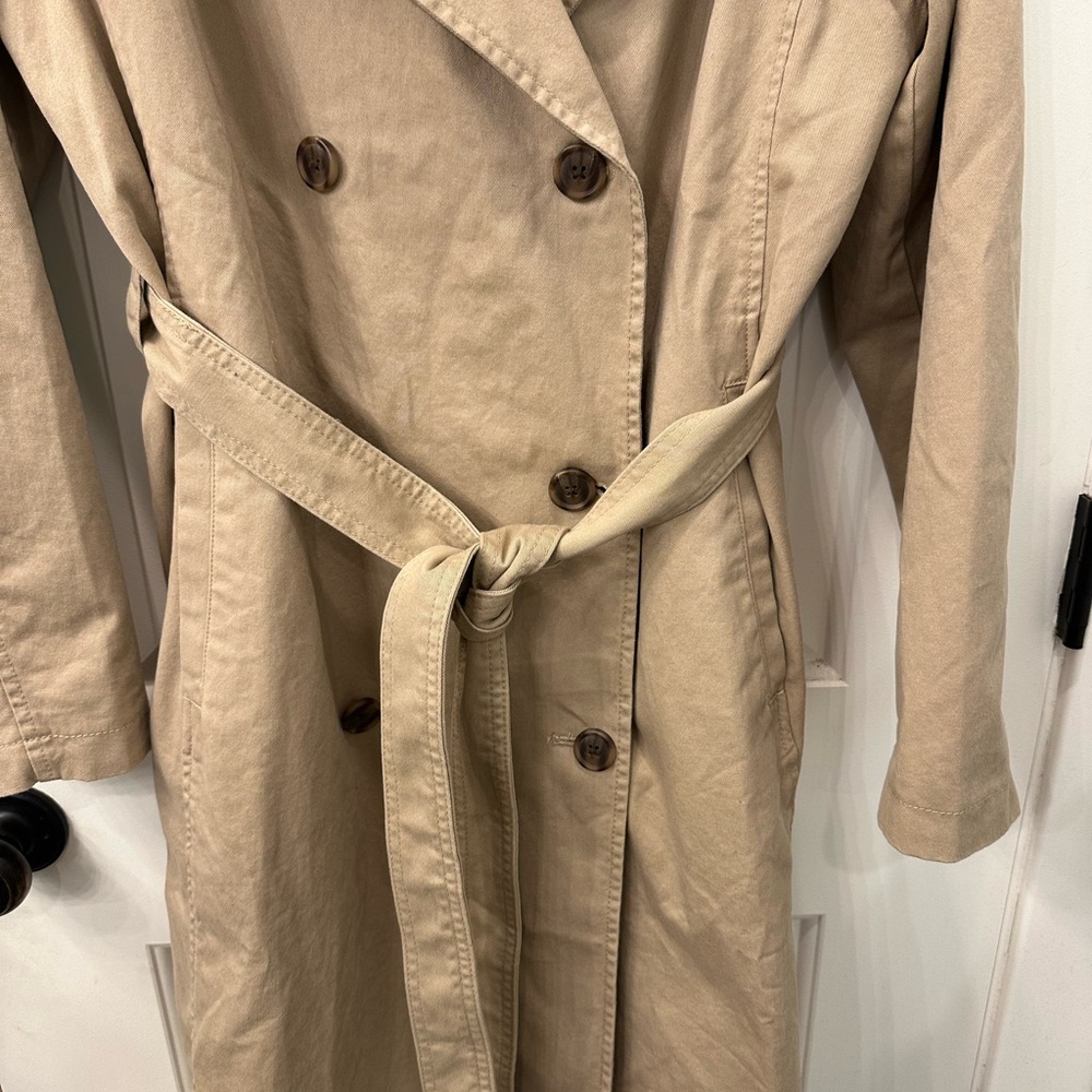 GAP Khaki Double-Breasted Trench Coat sz L - Picture 2 of 6